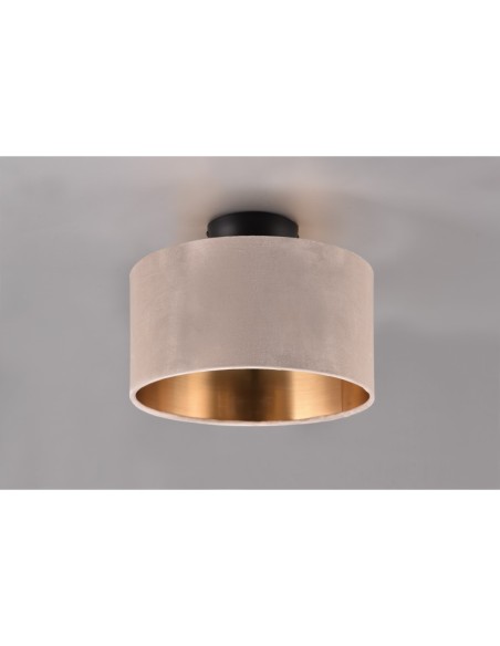 TRIO Julieta-plafonnier look classique moderne, 2 flammes, abat-jour velours doré