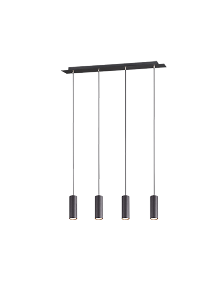 Trio Marley-suspension 4x GU10 noir mat, design discret et moderne