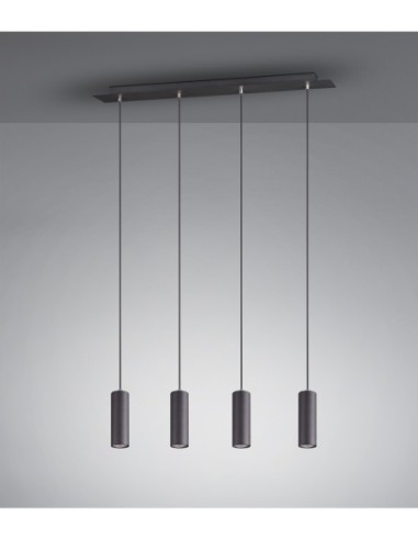 Suspension 4x GU10, max. 35W, Corps Métal, Noir Mat - Trio - Marley