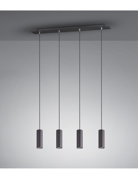 Suspension 4x GU10, max. 35W, Corps Métal, Noir Mat - Trio - Marley