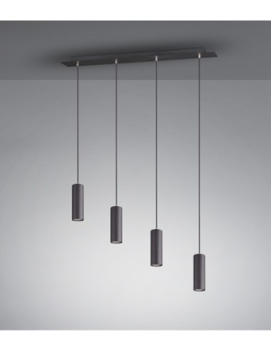 Suspension 4x GU10, max. 35W, Corps Métal, Noir Mat - Trio - Marley