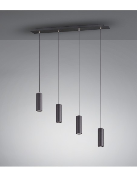 Suspension 4x GU10, max. 35W, Corps Métal, Noir Mat - Trio - Marley
