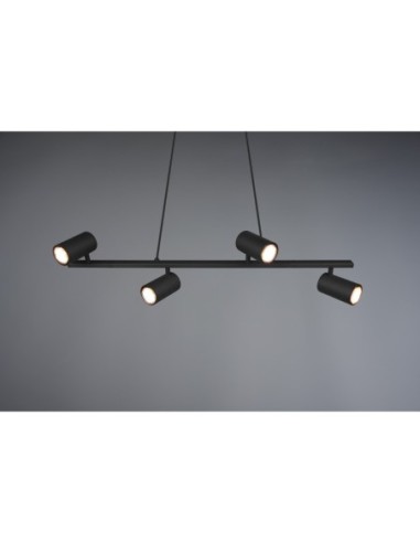 Suspension 4 lampes culot GU10 noir mat - Trio - Marley
