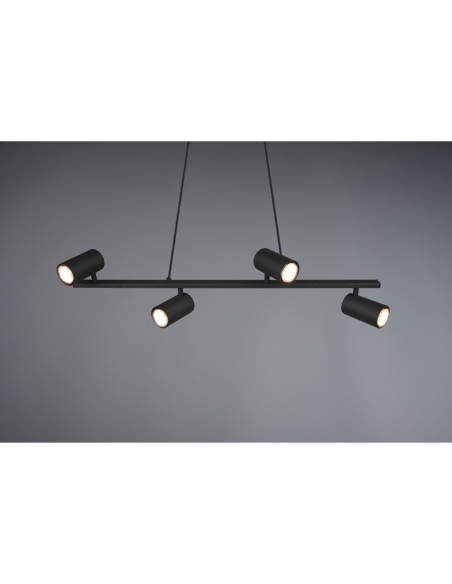 Suspension 4 lampes culot GU10 noir mat - Trio - Marley