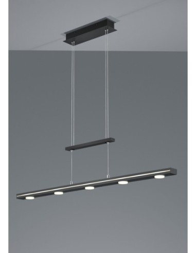 Suspension Led 7x4W 3000K/5000K , tactile, réglable en hauteur – Noir mat intérieur | Trio