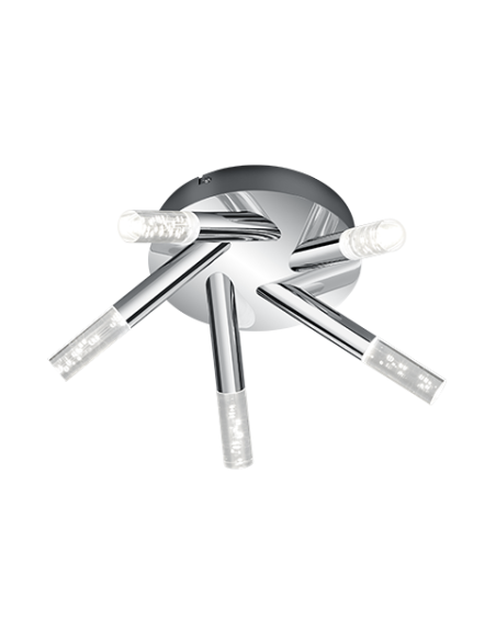 Plafonnier Led 5x3,1W, IP44, chrome et acrylique transparent – TRIO - BOLSA