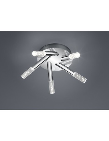 Plafonnier Led 5x3,1W, IP44, chrome et acrylique transparent – TRIO - BOLSA