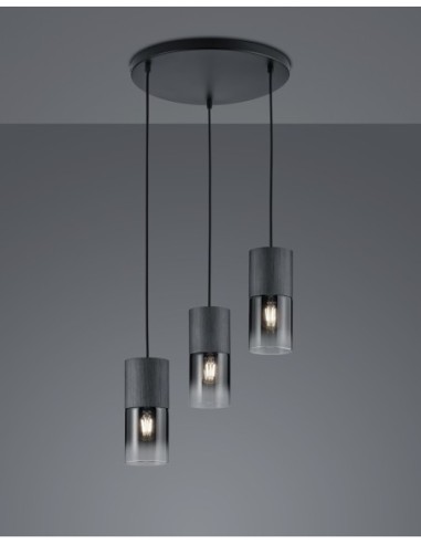 Suspension Robin Trio 3xE277 verre fumé