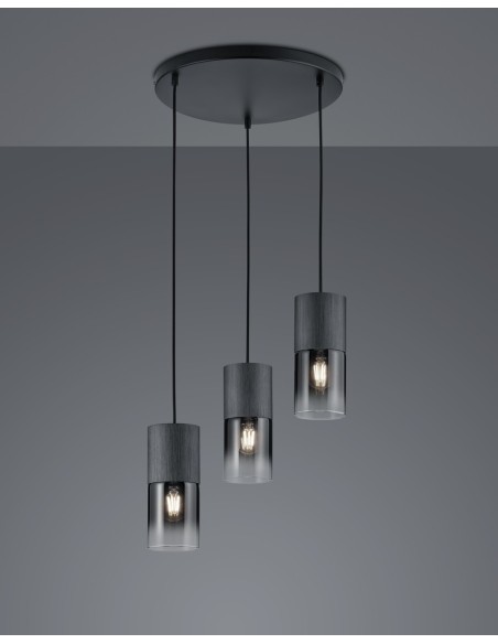 Suspension Robin Trio 3xE277 verre fumé