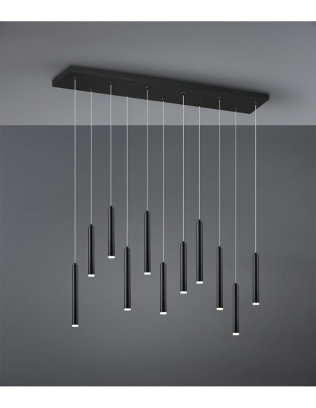 Suspension LED, 11x2,8W, 350lm, noir mat – TRIO - Tubular