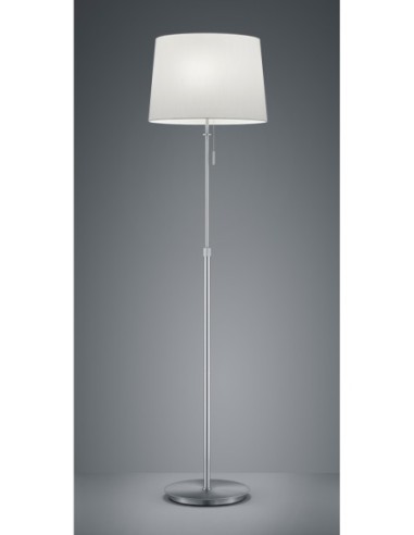Lampadaire 3xE27, nickel mat, hauteur réglable, abat-jour en tissu blanc – TRIO - Lyon