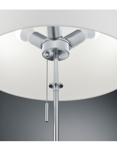 Lampadaire 3xE27, nickel mat, hauteur réglable, abat-jour en tissu blanc – TRIO - Lyon