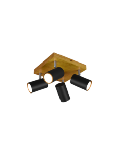 Plafonnier spot Marley noir bois Trio