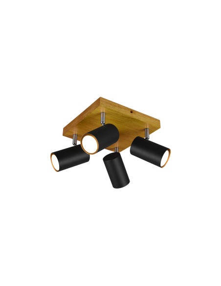 Plafonnier spot Marley noir bois Trio