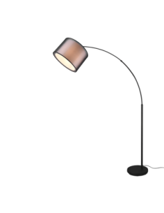 Lampadaire 1xE27, max. 10W, abat-jour organza fumé, métal noir mat – TRIO - Burton