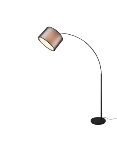 Lampadaire 1xE27, max. 10W, abat-jour organza fumé, métal noir mat – TRIO - Burton