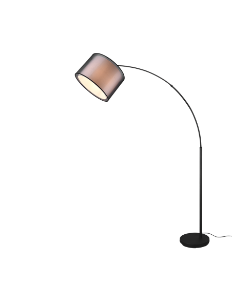 Lampadaire 1xE27, max. 10W, abat-jour organza fumé, métal noir mat – TRIO - Burton