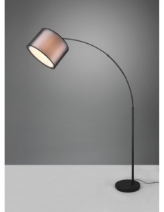 Lampadaire 1xE27, max. 10W, abat-jour organza fumé, métal noir mat – TRIO - Burton 2