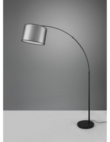 Lampadaire 1xE27, max. 10W, abat-jour organza fumé, métal noir mat – TRIO - Burton
