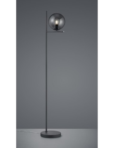 Lampadaire Pure anthracite et verre fumé  E14 Trio