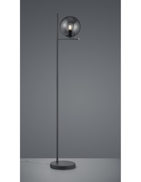 Lampadaire Pure anthracite et verre fumé  E14 Trio