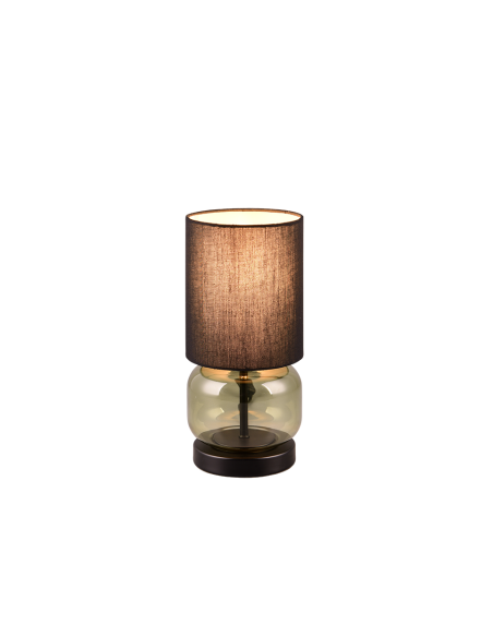 Trio Elio - lampe de table décorative avec base en verre vert et abat-jour noir