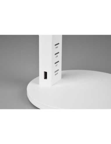 Lampe de bureau Led blanche variateur tactile et port USB intérieur | Trio
