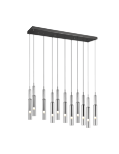 Suspension Led 11 lampes chrome noir verre transparent - Trio Select - Lucent