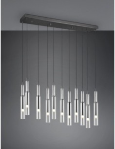 Suspension Led 11 lampes chrome noir verre transparent - Trio Select - Lucent 2