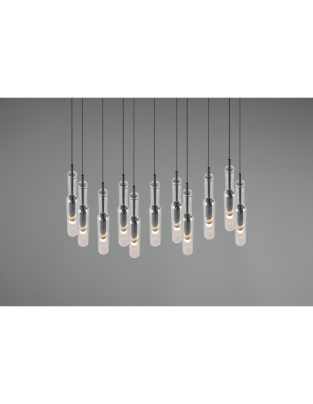 Suspension Led 11 lampes chrome noir verre transparent - Trio Select - Lucent