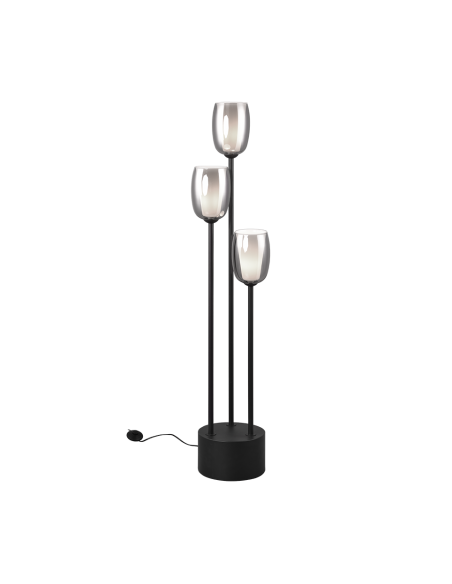 Lampadaire Led 3xE14 verre fumé blanc noir - Trio Select - Barret