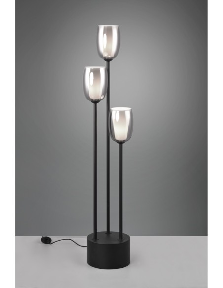 Lampadaire Led 3xE14 verre fumé blanc noir - Trio Select - Barret