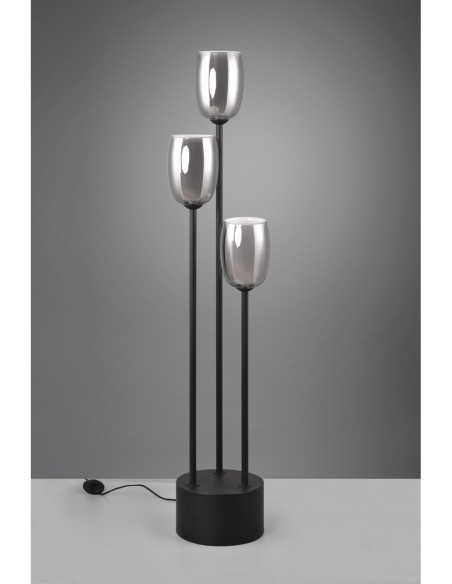 Lampadaire Led 3xE14 verre fumé blanc noir - Trio Select - Barret