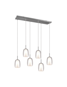 Suspension Led 6 lampes culot E14 chrome transparent blanc - Trio Select - Barret