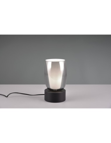Lampe de table Barret noir mat Trio select verre fumé