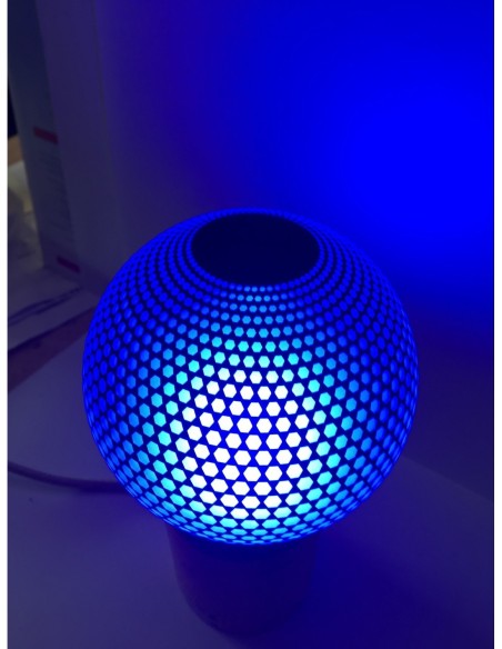 Ampoule décorative Led dimmable forme globe  E27  motifs hexagones bleue - Girard-Sudron Leluminaireled.com