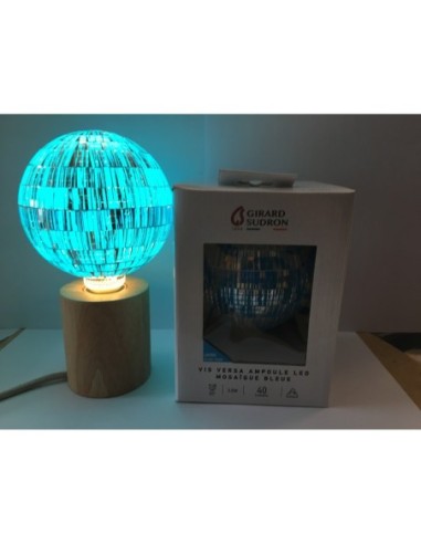 Ampoule décorative Led dimmable forme globe  E27  motifs mosaïque turquoise - Girard-Sudron Leluminaireled.com