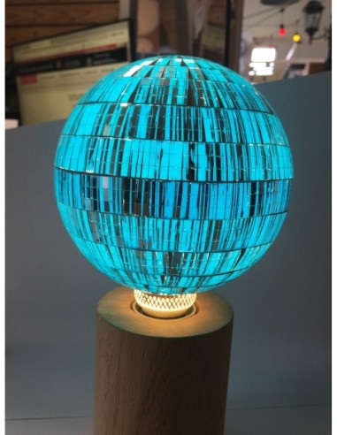 Ampoule décorative Led dimmable forme globe  E27  motifs mosaïque turquoise - Girard-Sudron Leluminaireled.com