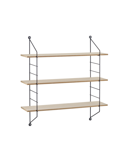 Etagère murale métal noir et bois clair - Mirrors and More - Clara