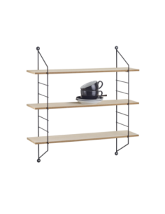 Etagère murale métal noir et bois clair - Mirrors and More - Clara 2