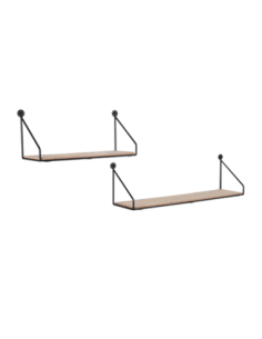 Lot de 2 étagères murales métal noir et bois - Mirrors and More - Dana