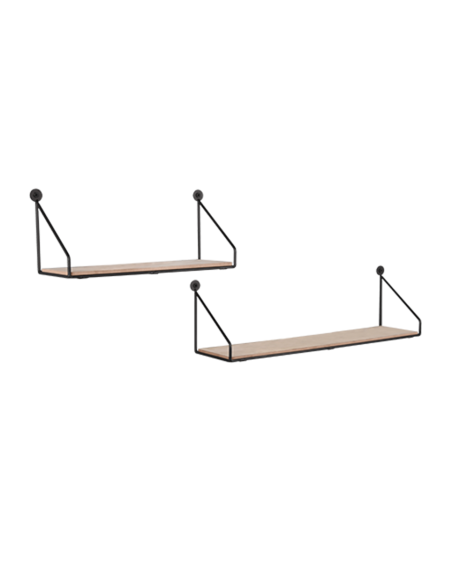 Lot de 2 étagères murales métal noir et bois - Mirrors and More - Dana