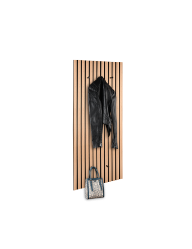 Gwen - Porte-manteau mural métal noir et MDF chêne - Mirrors and More