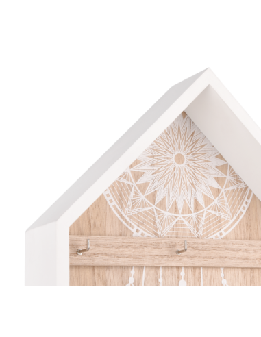 Boite à clés MDF blanc et bois 20x30x5cm | Mirrors and More