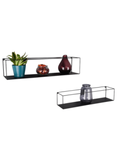 Lot de 2 étagères murales métal noir - Mirrors and More - Tinka