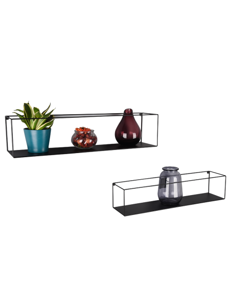 Lot de 2 étagères murales métal noir - Mirrors and More - Tinka