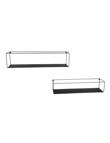Tinka - Lot de 2 étagères murales métal noir - Mirrors and More