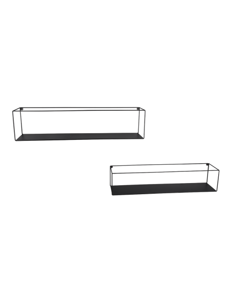 Tinka - Lot de 2 étagères murales métal noir - Mirrors and More