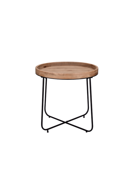 Jette - Table d'appoint bois et métal GM - Mirrors and More