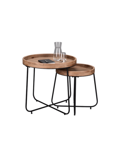 Jette - Table d'appoint bois et métal PM - Mirrors and More